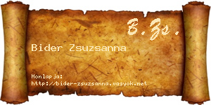 Bider Zsuzsanna névjegykártya